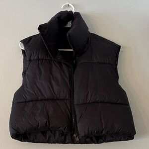 Cropped Black Puffer Vest